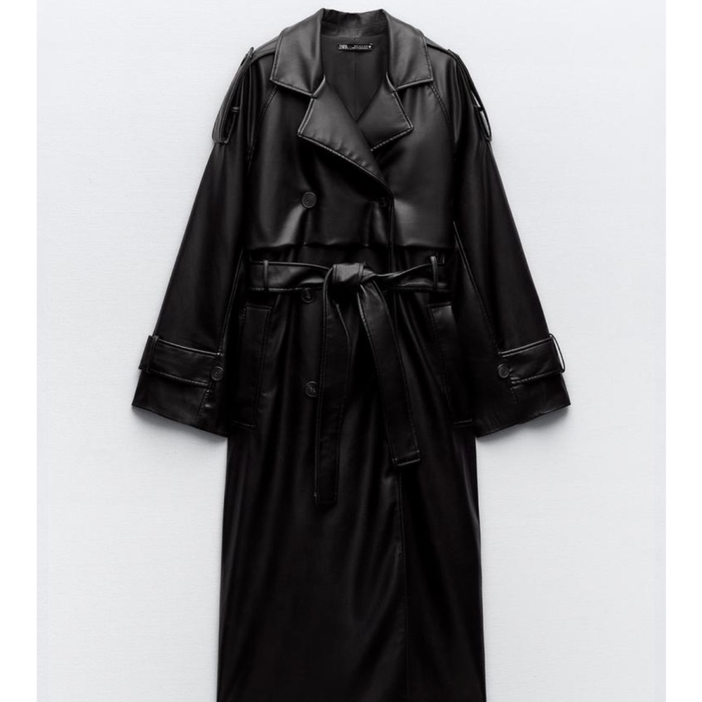 Zara OVERSIZED FAUX LEATHER TRENCH size small